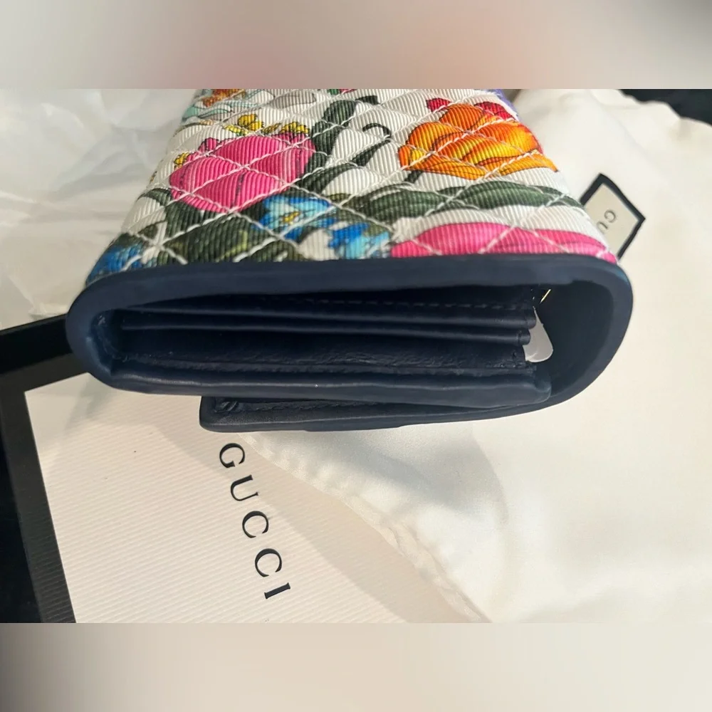 NEW AUTHENTIC GUCCI FLORA FLORAL FLOWER GG LONG WALLET